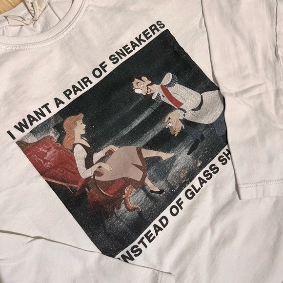 Set of 2! Zara Size9 Disney Tinkerbell and Cinderella Print Long Sleeve shirt - Picture 2 of 4